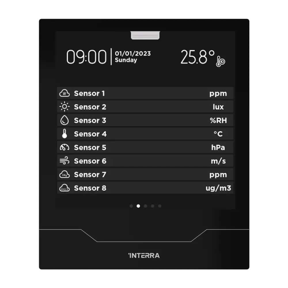 Interra iX4 - 4" KNX Secure Dokunmatik Panel + AQI / Siyah