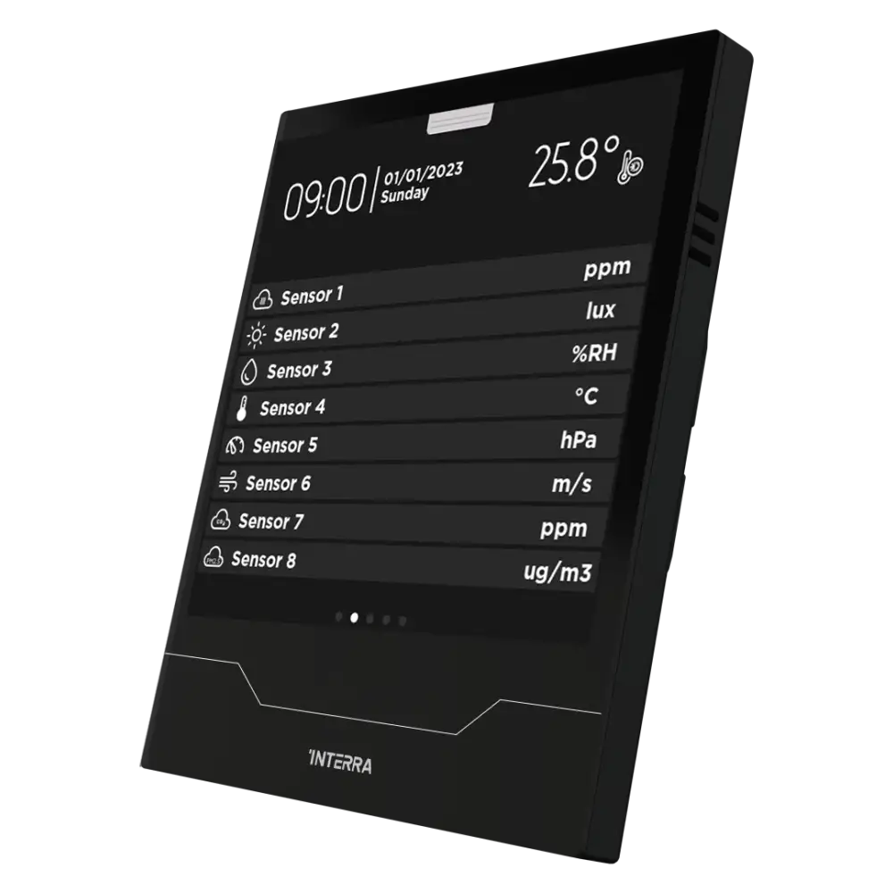 Interra iX4 - 4" KNX Secure Dokunmatik Panel + AQI / Siyah