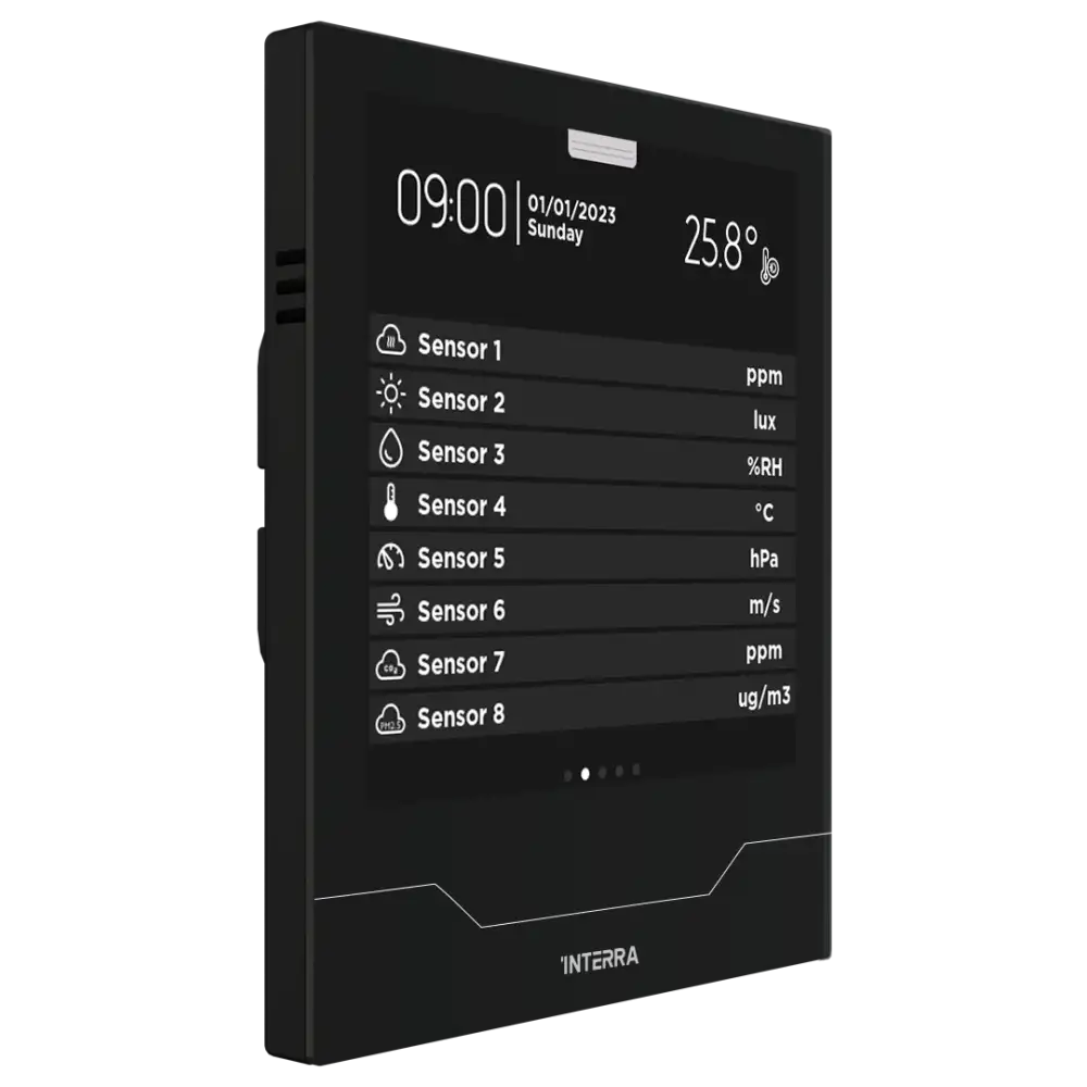 Interra iX4 - 4" KNX Secure Dokunmatik Panel + AQI / Siyah