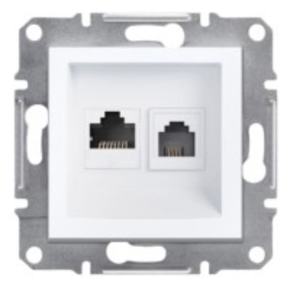 RJ11 + RJ45 Veri Soketi CAT6 UTP - Beyaz