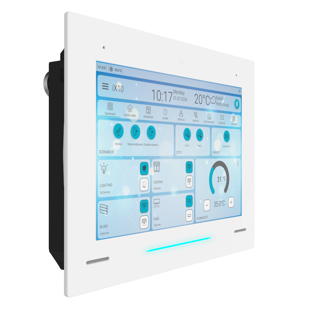 iX10 - 10.1" KNX Dokunmatik Panel / Beyaz