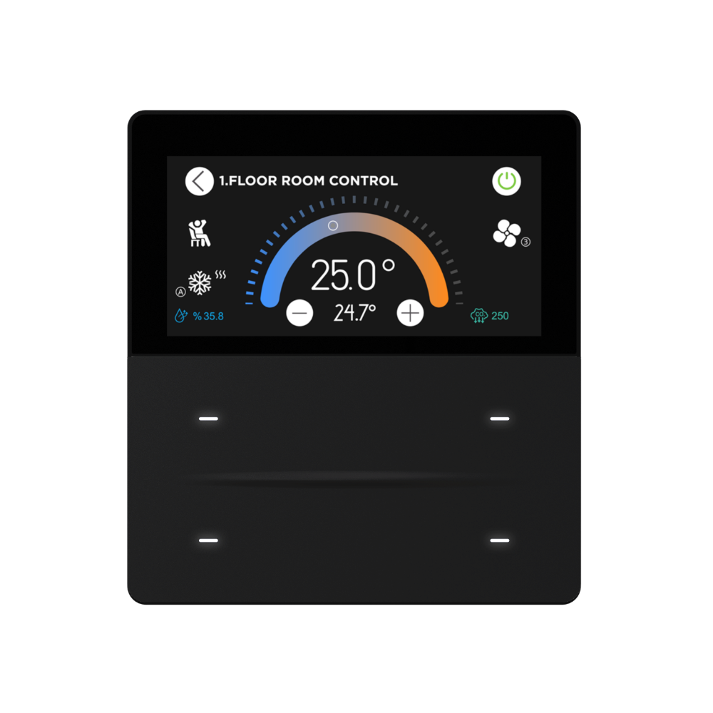 iX-M 3'' 4 Buton KNX Secure Dokunmatik Panel / Siyah