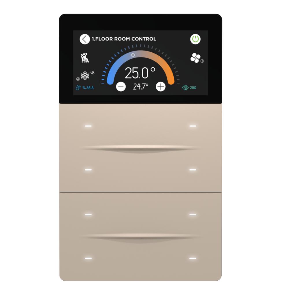 iX-M 3'' 8 Buton KNX Secure Dokunmatik Panel / Bej