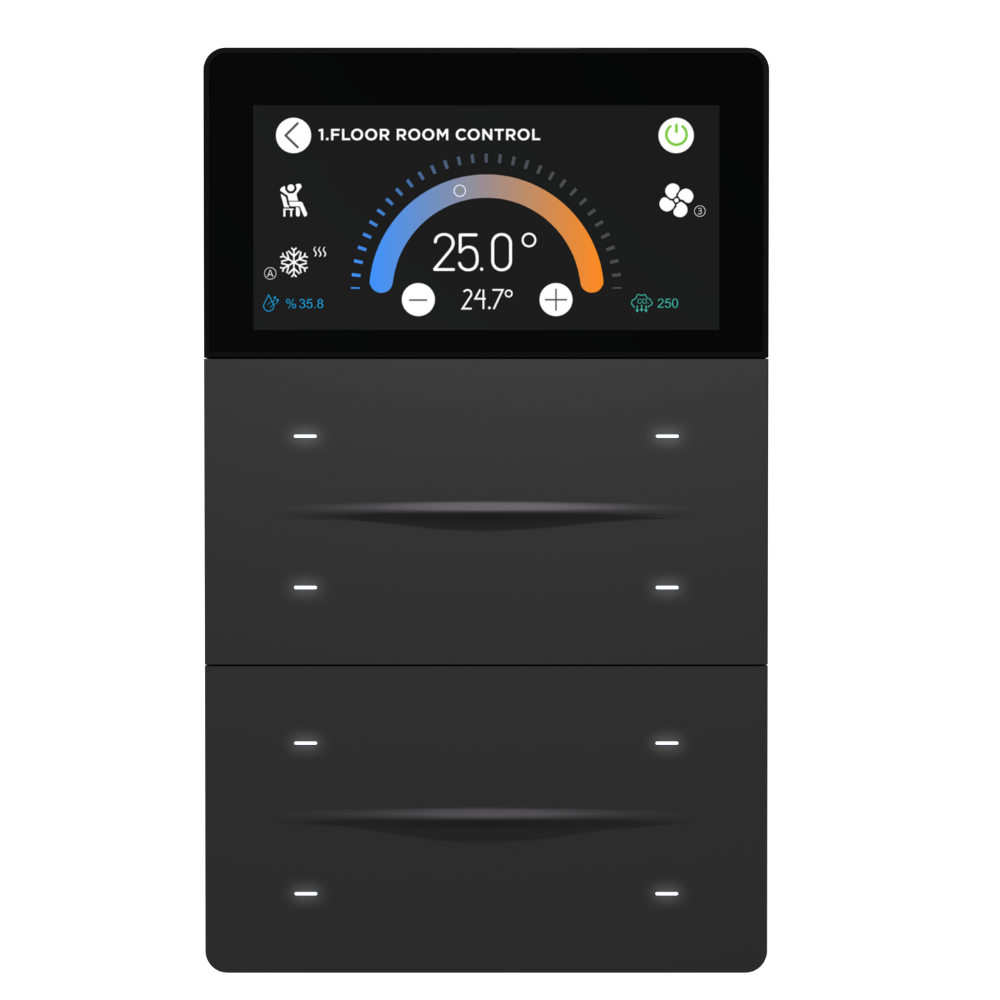 iX-M 3'' 8 Buton KNX Secure Dokunmatik Panel / Antrasit