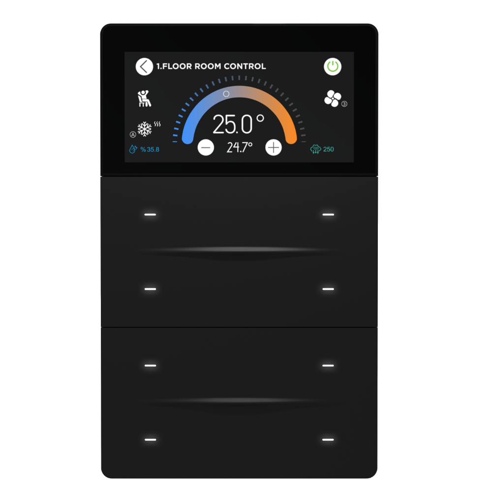 iX-M 3'' 8 Buton KNX Secure Dokunmatik Panel / Siyah