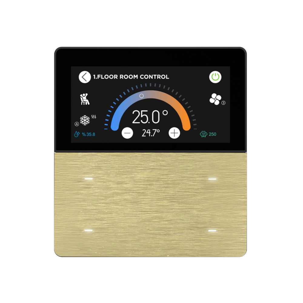 iX-M 3'' 4 Buton KNX Secure Dokunmatik Panel / Gold Aluminium