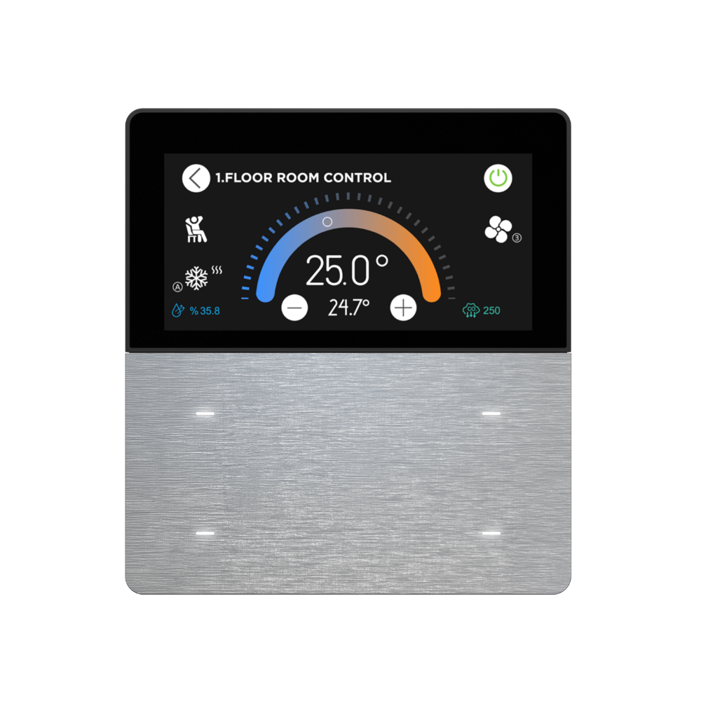 iX-M 3'' 4 Buton KNX Secure Dokunmatik Panel / Natural Aluminium