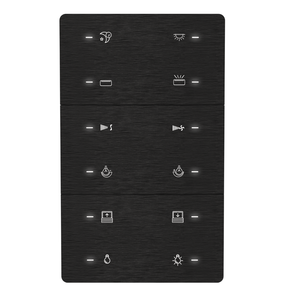 iX-M 3’’ 12 Button KNX Secure Anahtar Panel / Black Aluminium