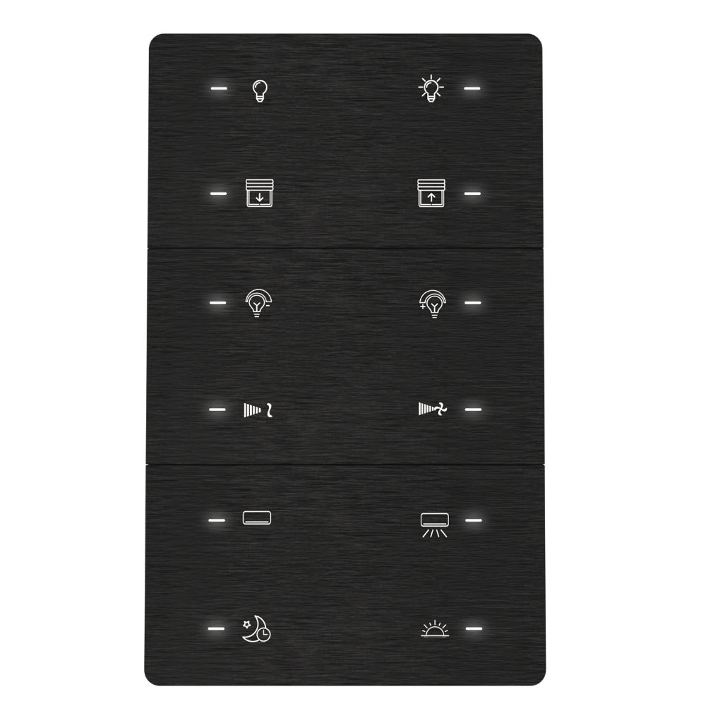 iX-M 3’’ 12 Button KNX Secure Anahtar Panel / Black Aluminium