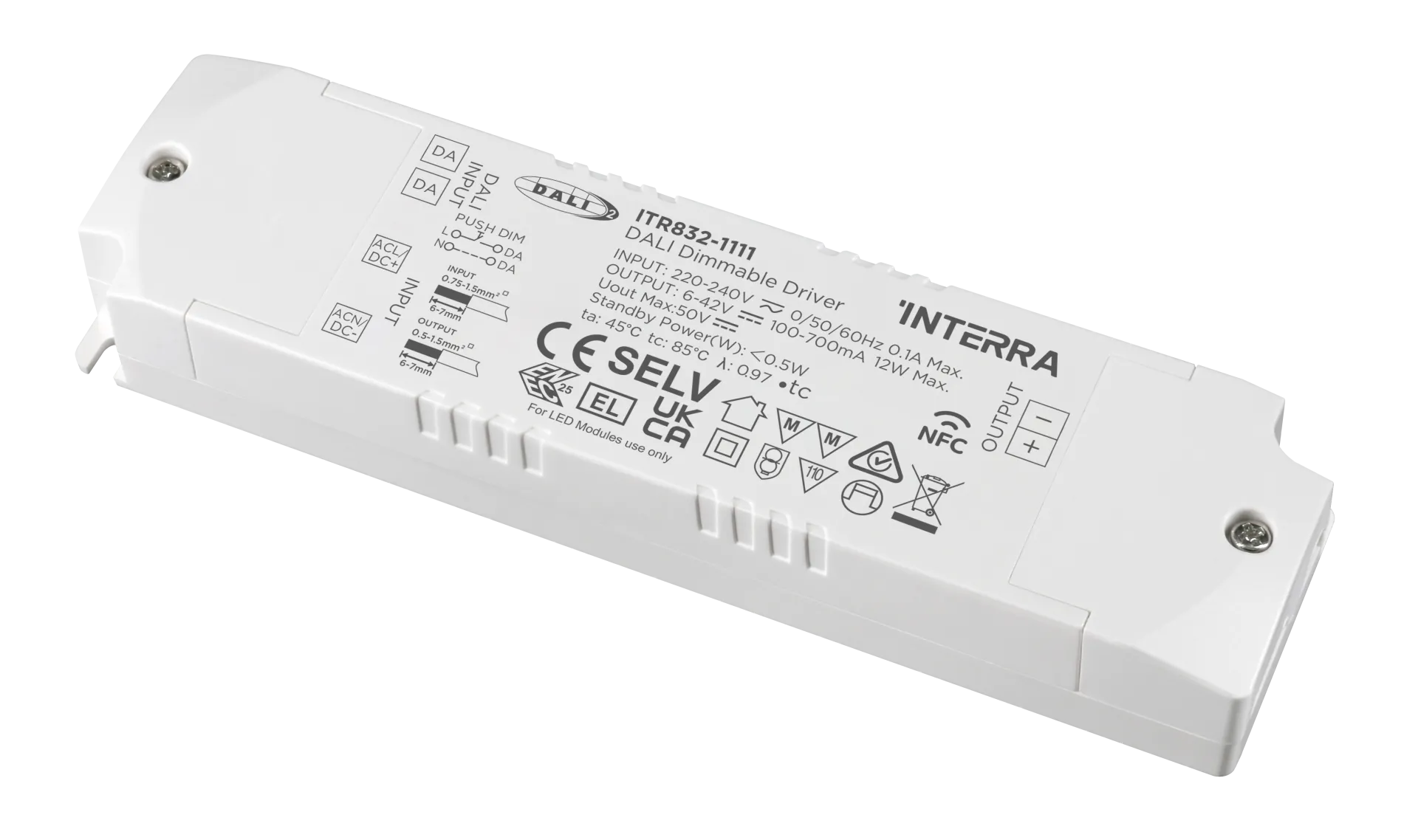 12W NFC Programlanabilir DALI-2 DT6 Constant Current LED Sürücü (100 - 700 mA)