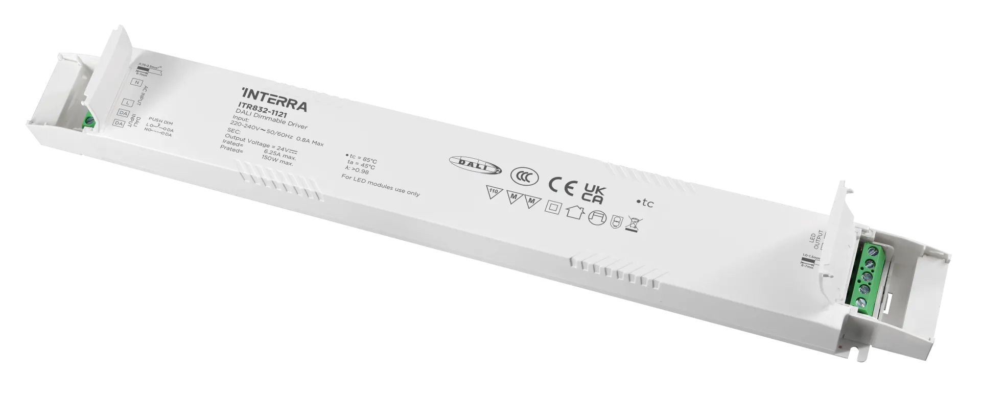 150W DALI-2 DT6 Constant Voltage Dimlenebilir LED Sürücü (24 V DC)