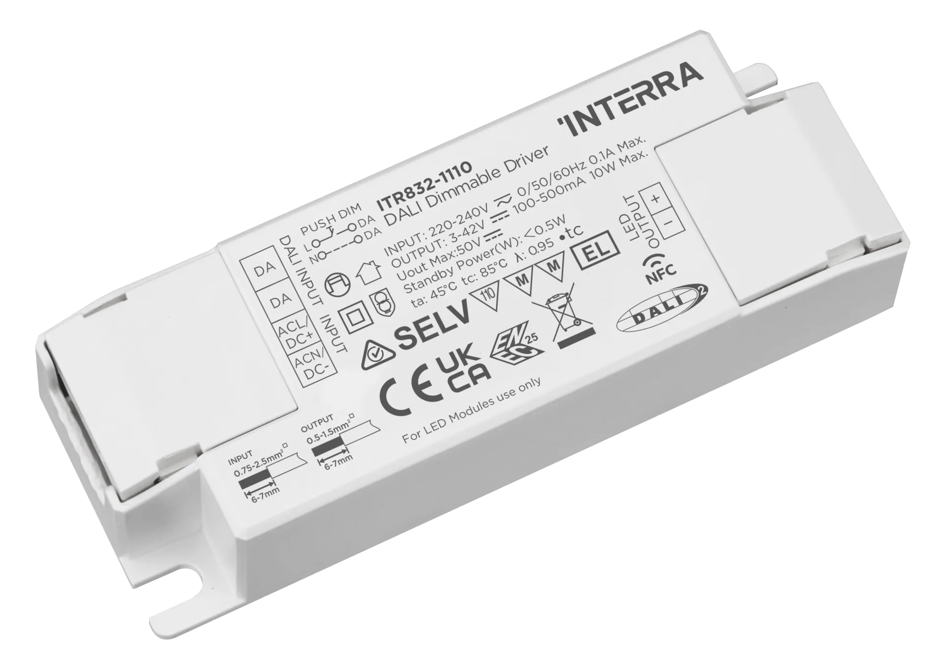 10W NFC Programlanabilir DALI-2 DT6 Constant Current LED Sürücü (100 - 500 mA)