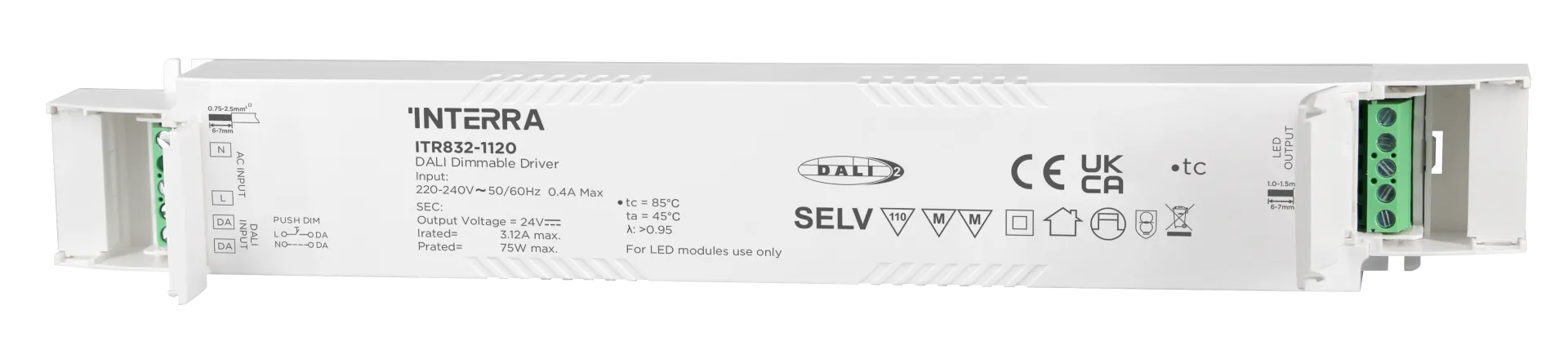 75W DALI-2 DT6 Constant Voltage Dimlenebilir LED Sürücü (24 V DC)