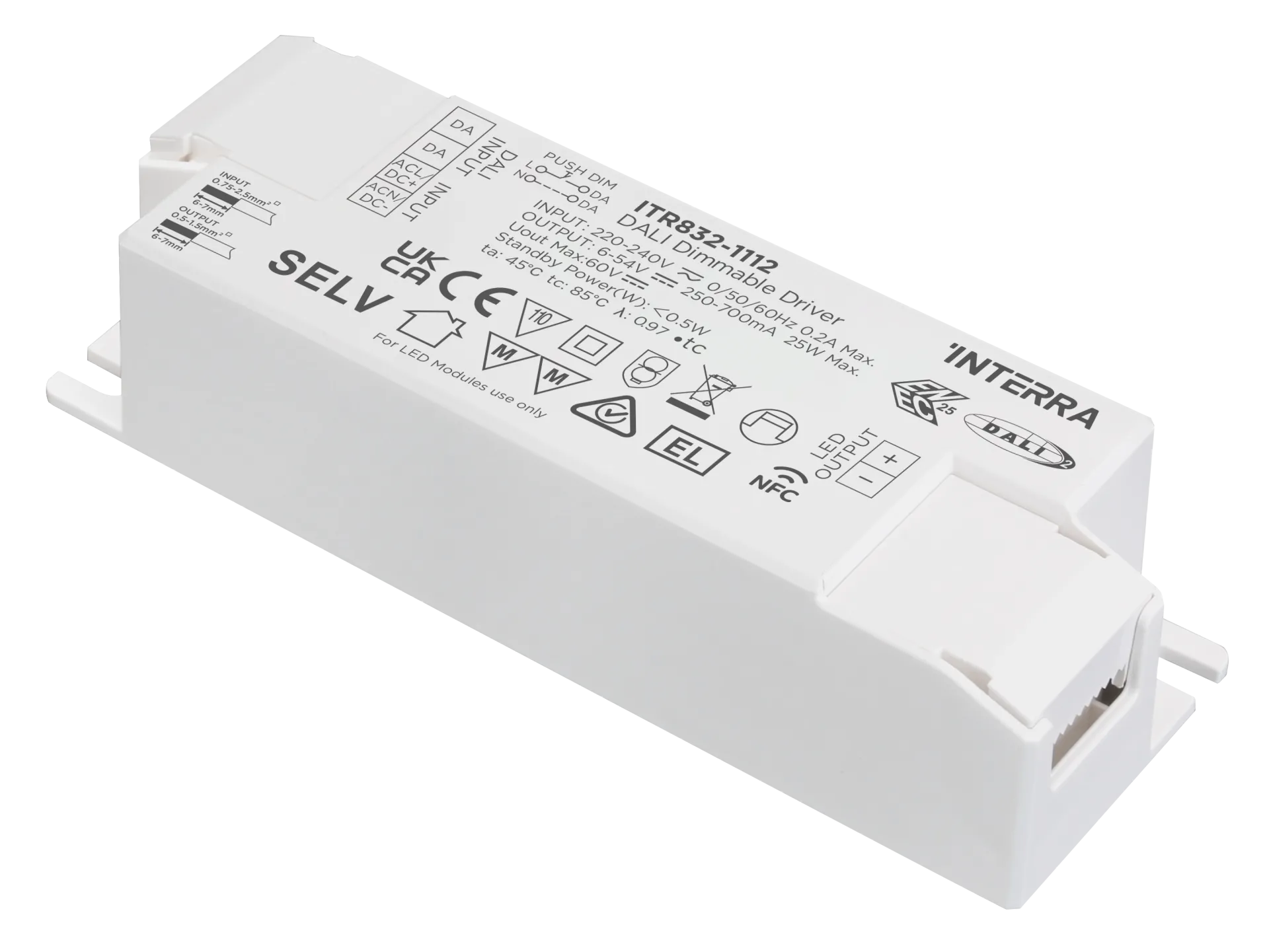 25W NFC Programlanabilir DALI-2 DT6 Constant Current LED Sürücü (250 - 700 mA)
