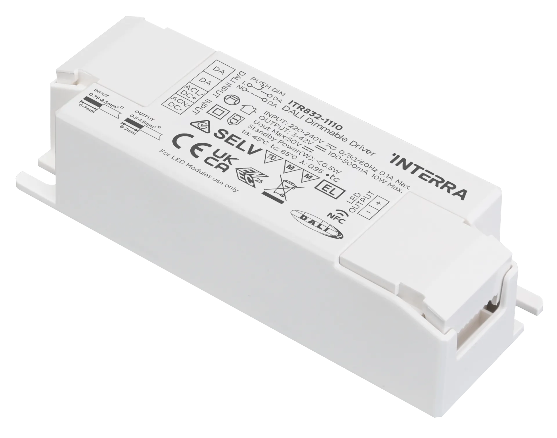 10W NFC Programlanabilir DALI-2 DT6 Constant Current LED Sürücü (100 - 500 mA)