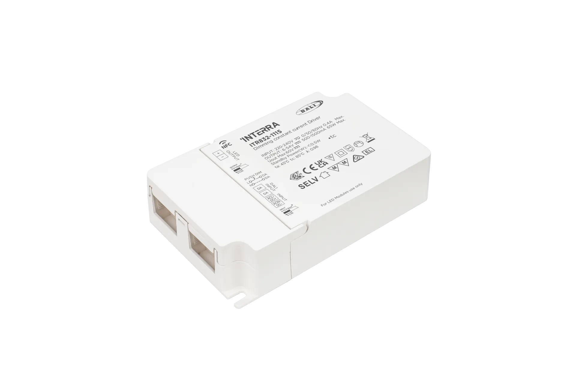 65W NFC Programlanabilir DALI-2 DT6 Constant Current LED Sürücü (500 - 1500 mA)