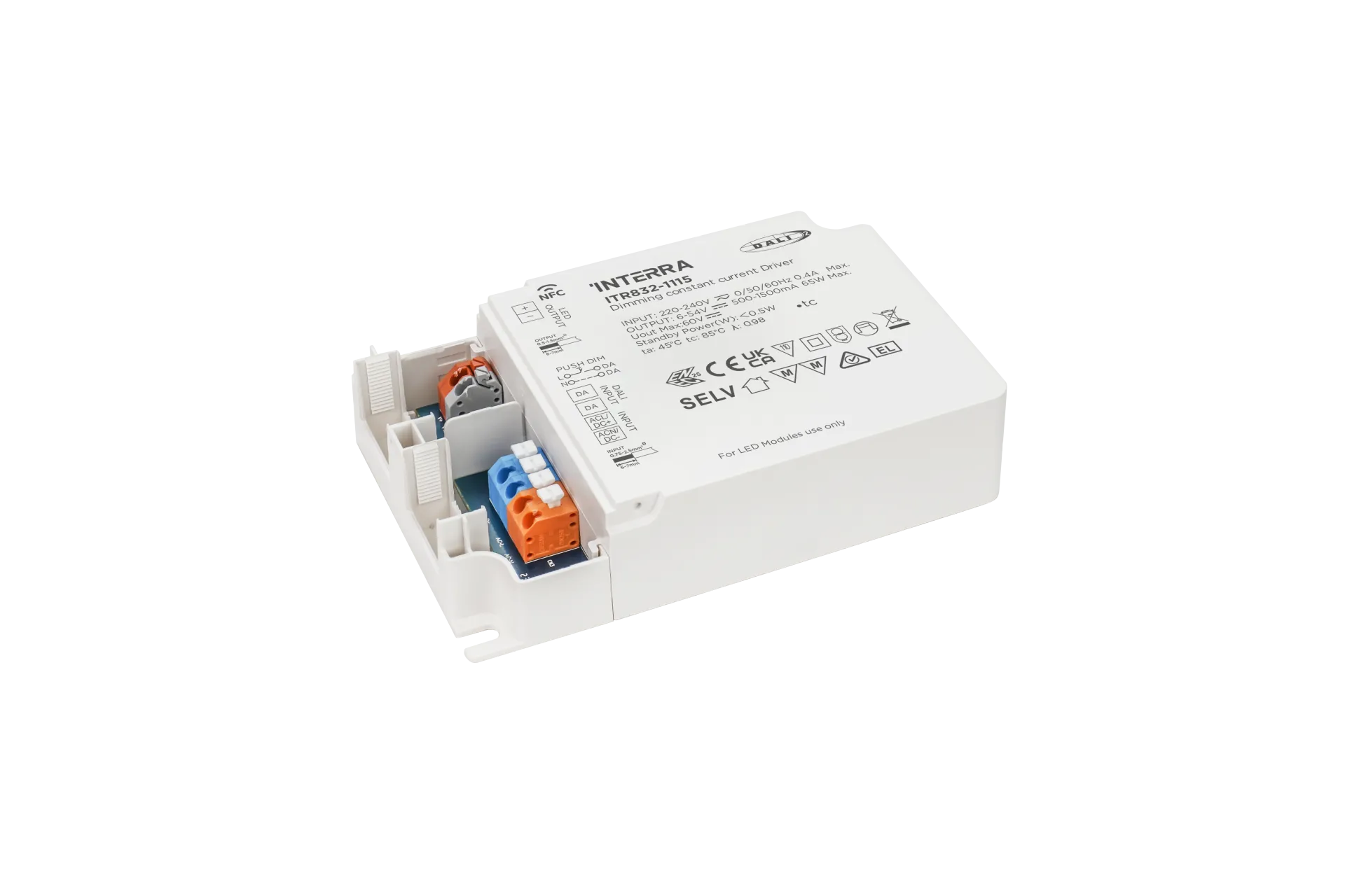 65W NFC Programlanabilir DALI-2 DT6 Constant Current LED Sürücü (500 - 1500 mA)