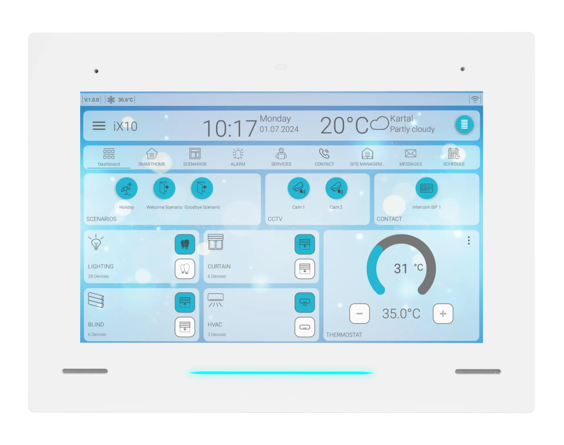 iX10 - 10.1" KNX Dokunmatik Panel / Beyaz