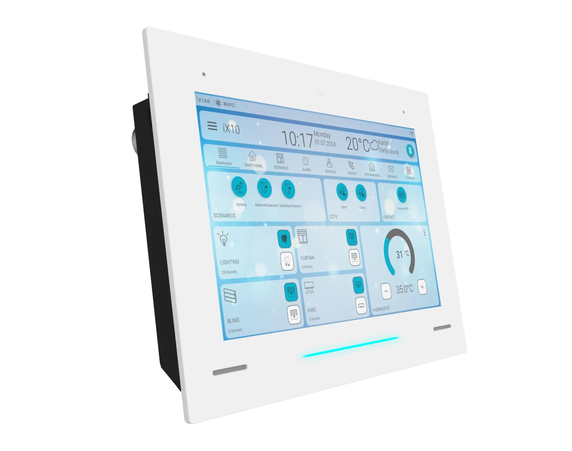 iX10 - 10.1" KNX Dokunmatik Panel / Beyaz