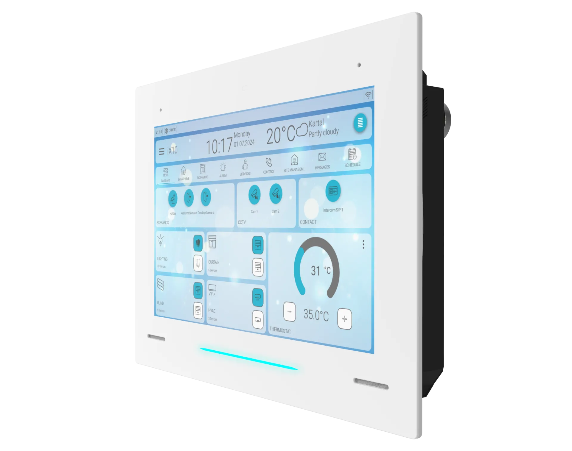 iX10 - 10.1" KNX Dokunmatik Panel / Beyaz