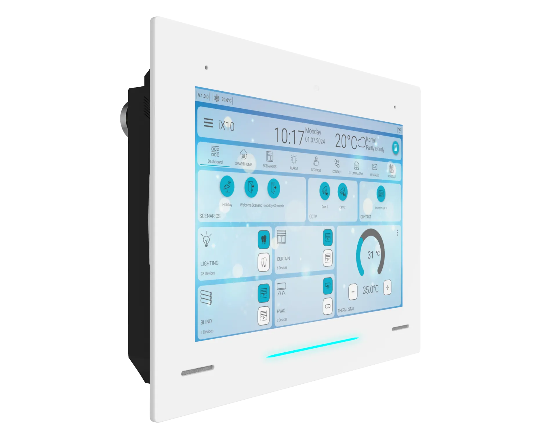 iX10 - 10.1" KNX Dokunmatik Panel / Beyaz